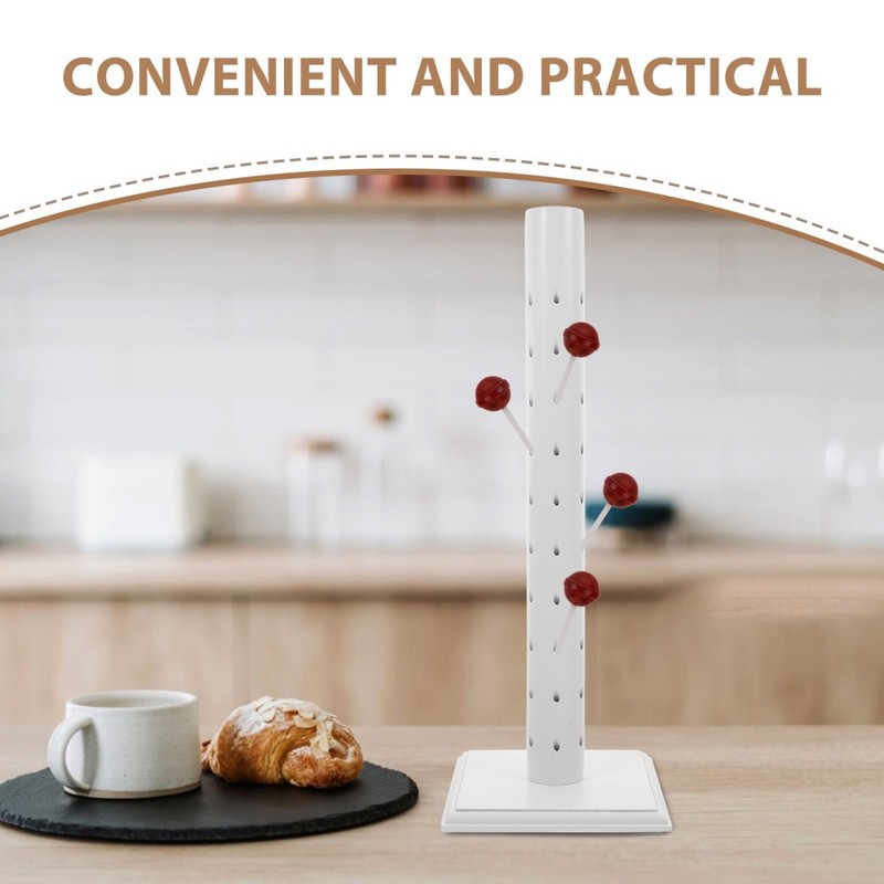 White Adjustable Wooden Cake Pop Stand for Space Saving and Easy Assembly gallery