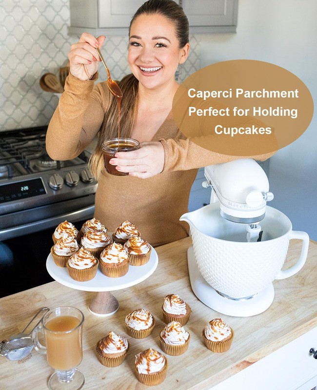 Caperci Parchment 200pcs Jumbo Muffin Liners for Baking White Paper Large Cu... gallery