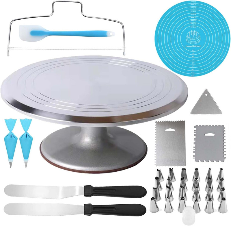 12 Inch Aluminium Alloy Revolving Cake Stand, Rotating Cake Turntable for Cake,