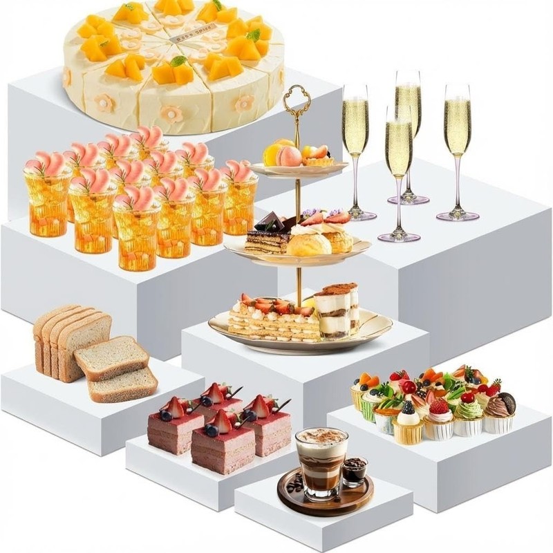 8Pcs Buffet Food Risers Buffet Risers Step 5″ 6″ 7″ 8″ 9″ 10″ 11″ 12″ Size