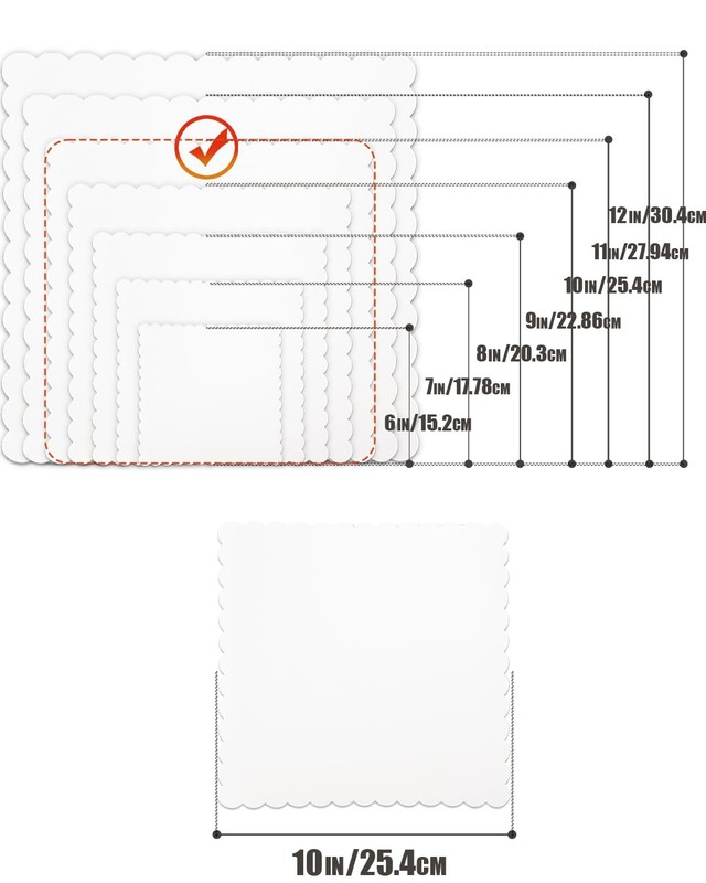 White 10 Inch Wave Cake Boards 15-Packs Squares Base Food-Grade Cardboard Wav... gallery