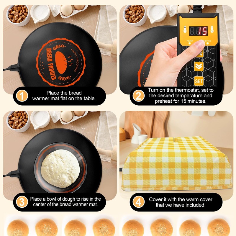 Bread Proofer Warming Mat,11.8" Sourdough Starter 11.9"L x 11.9"W, Black gallery