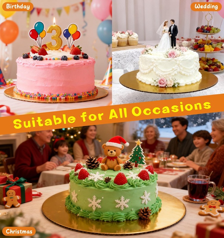 8 PCS Cake Boards 10 Inch Round, Gold 10 Inch Cake Boards Rounds Cake Plate, ... gallery