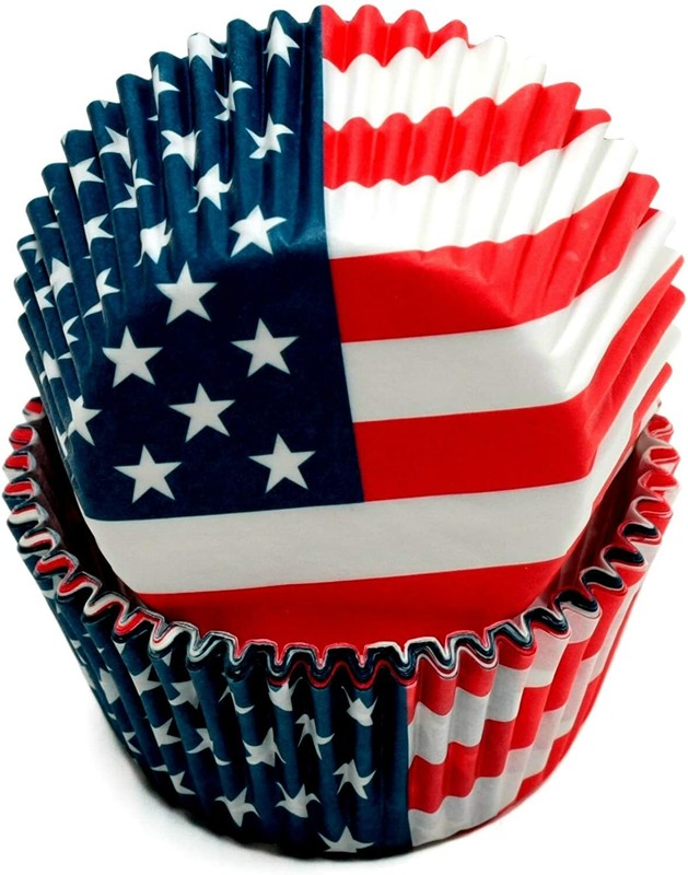Chef Craft cupcake liners. Patriotic American flag cupcake papers. 2 pks 100 pcs