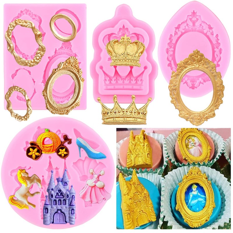Picture Frames Silicone Mold Fondant Mold Baroque Photo Frame Crown Castle Pr…