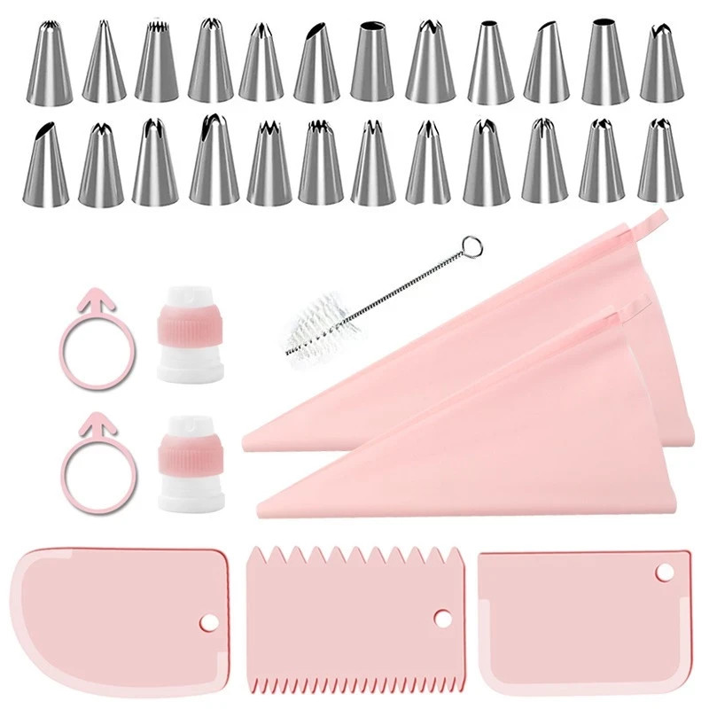 Cake Decorating Kit With Turntable Piping Tips Bags Spatulas Scrapers Set DHL