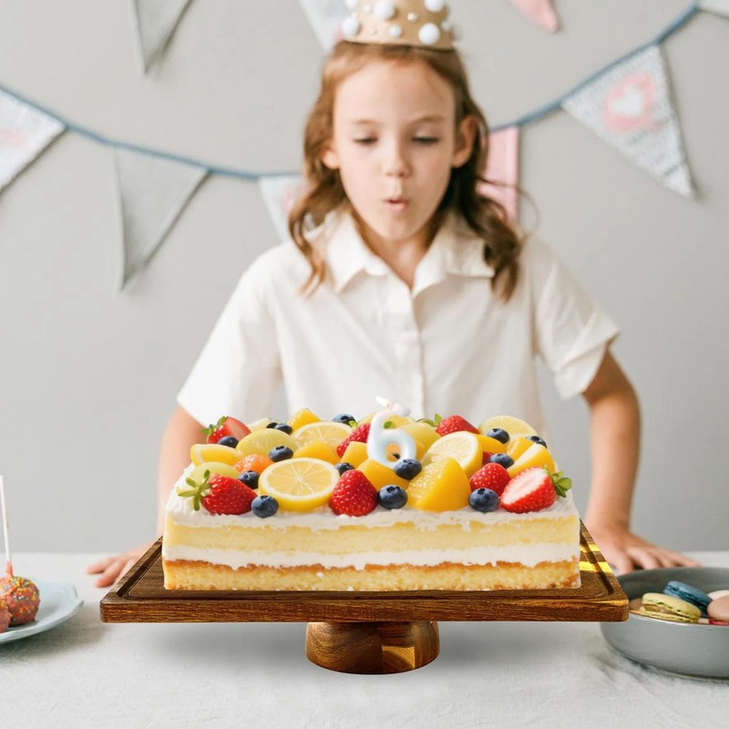 Acacia-Wood-Cake-Stand With Acrylic Lid, Rectangular Cake Plates Charcuterie ... gallery