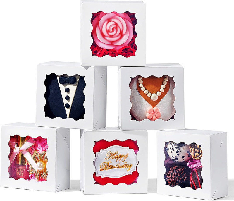 50 Pack Mini Bakery Boxes with Window 3x3x1.5 Inch Cookie Candy Gift Boxes gallery