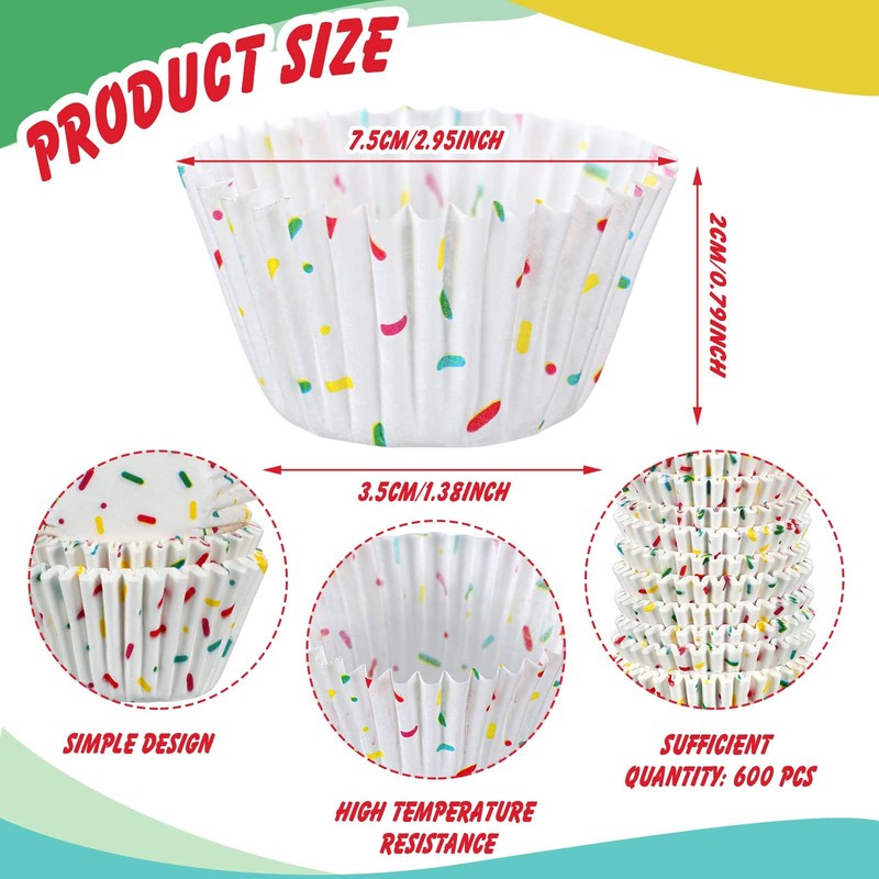 600 Count Icing Design Mini Cupcake Liner Baking Cups, Small Candy White Wrap gallery