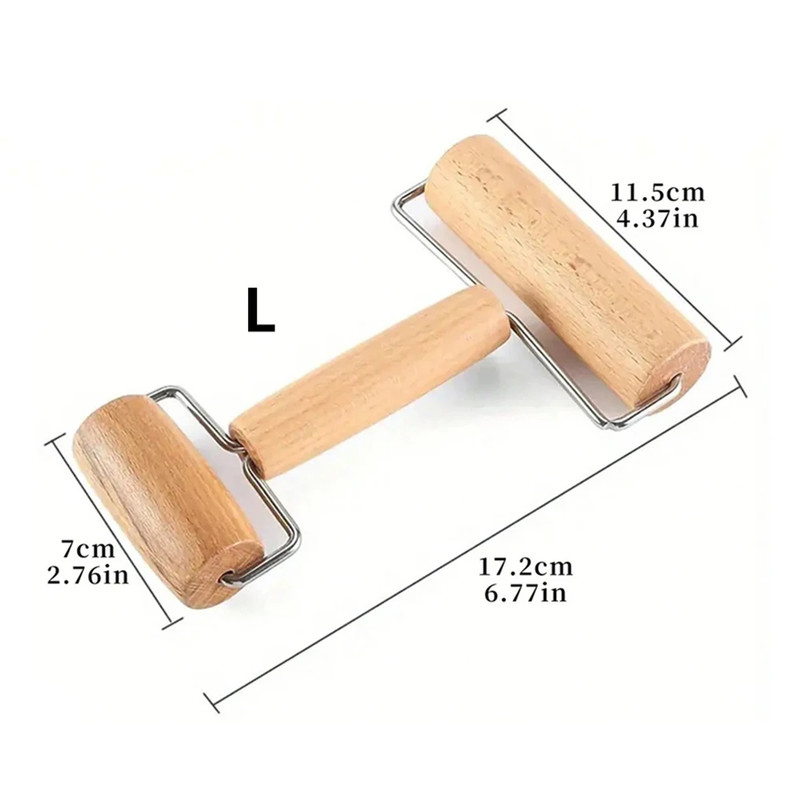 Wood Rolling Pin with Handles Dough Pastry Pizza Pasta Baking Roller Tool gallery