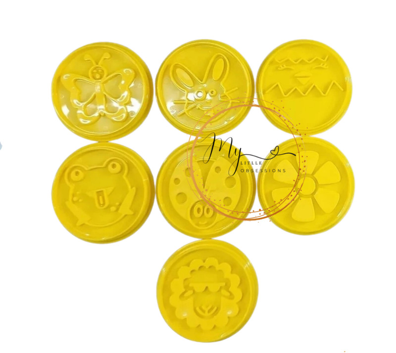 Pampered Chef Set of 7 Yellow Easter Cookie Cutters Bunny Flower #100071 NEW