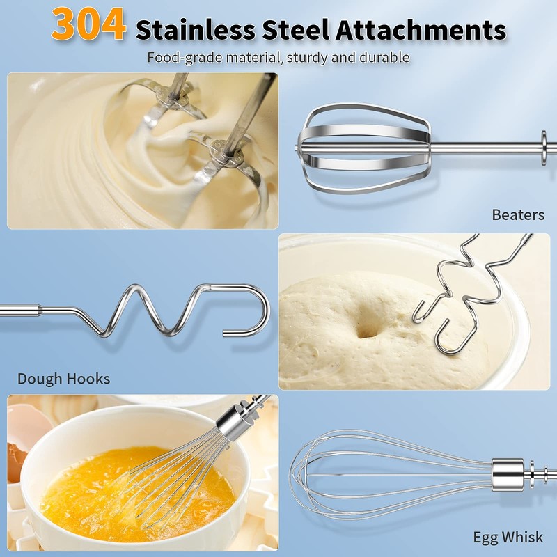 5-Speed Electric Hand Mixer with 5 Stainless Steel Accessories Whisk, Food Be... gallery