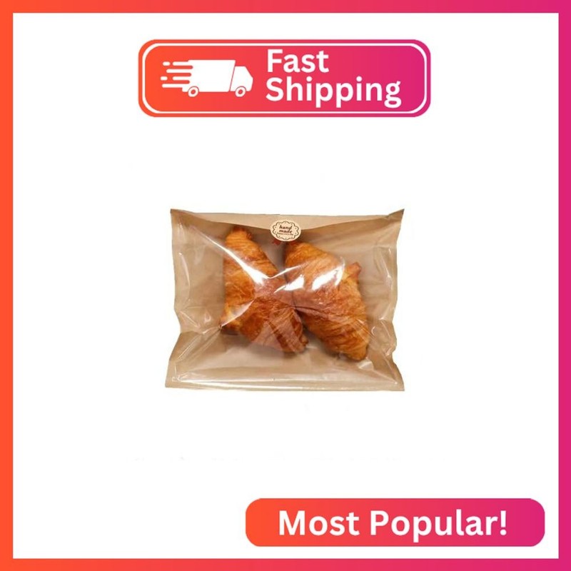 Nanaiche Kraft Bread Bag Bakery Bags with Window Toast bag Toast Paper Bag Kraft