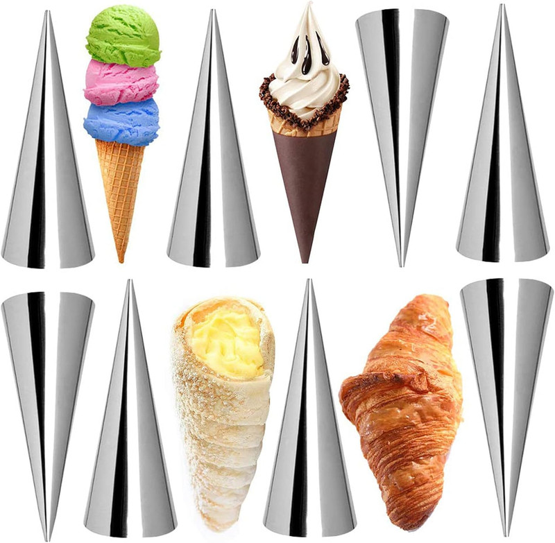 10 PCS Pastry Cream Horn Molds Stainless Steel Cannoli Tubes 5 Inch Large gallery