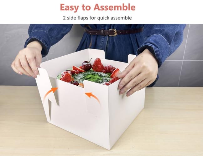 20 PCS 12x12x8 Inch White Bakery Square Cardboard Cake Boxes With Window gallery