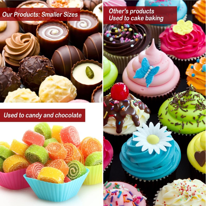 600 Count Icing Design Mini Cupcake Liner Baking Cups, Small Candy White Wrap gallery