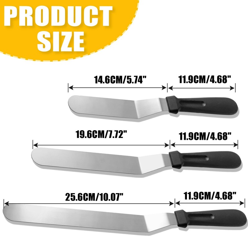 6 Pack Stainless Steel Icing Angled Cake Spatulas Frosting Scrapers 6 8 10 Inch gallery