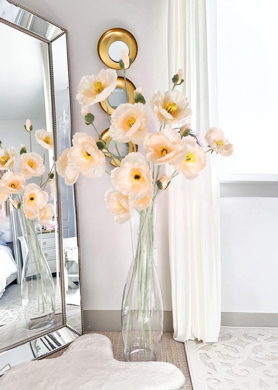 Fqueelvys Poppy Silk Flowers6Pcs Fake Poppy Flowers 41.3In Long Stem Poppies gallery