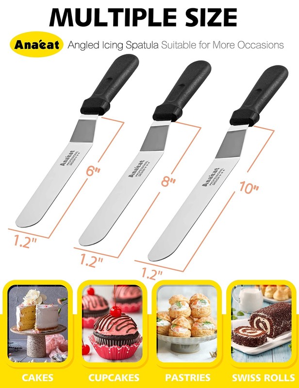 3 Piece Icing Spatula Set Offset Cake Decorating Stainless Steel 6/8/10 Inch gallery