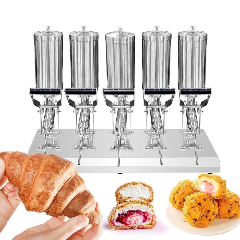 Kolice Commercial Manual Cream/Jam Filler Stainless Steel Churros Filler(5 Head)