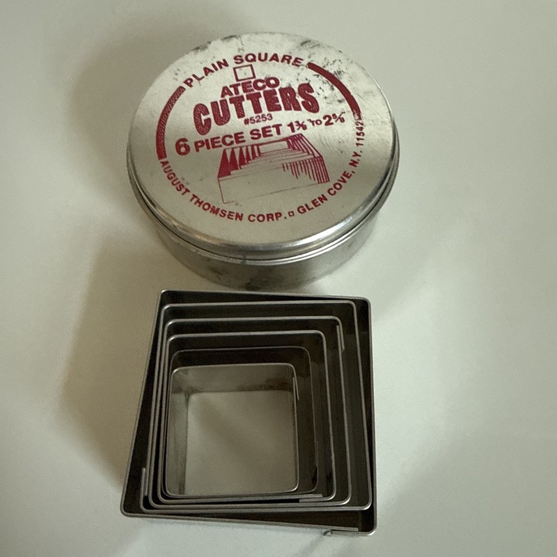 Ateco Cutters 6 Piece Set Square #5253 1 3/8 in to 2 5/8 in tin