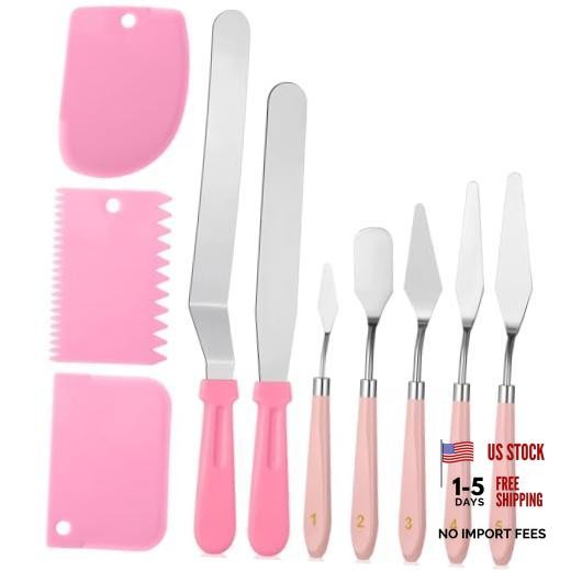 10 Pcs cake spatula set Decorating Kit Baking Supply Accessories Tools for Pink