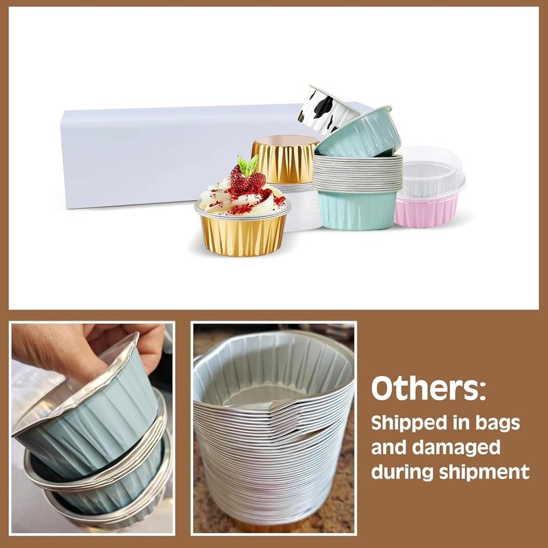 50PCS Mixed color Disposable Ramekins W/ lids,5oz Mini Aluminium Foil Baking gallery