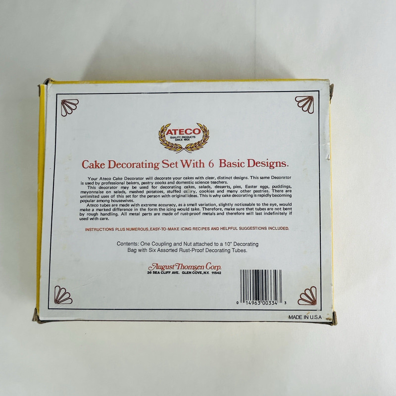 ATECO Fancy Pastry Cake Decorating Set 6pc Basic Designs Vintage USA Made NIB gallery
