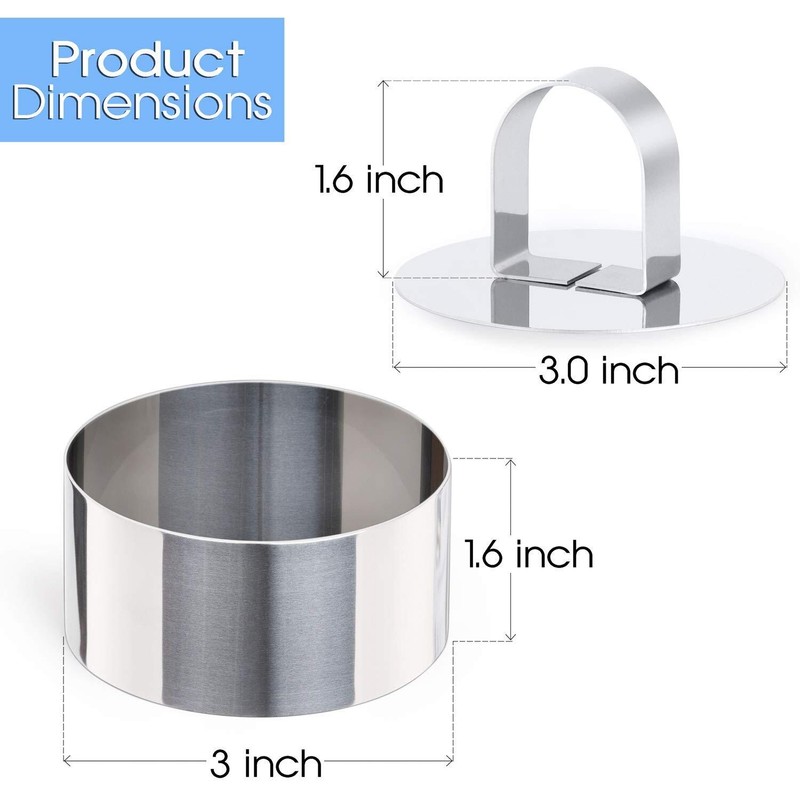 Stainless Steel Cake Ring Molds with Pusher Perfect for Mousse and Tuna Tartare gallery