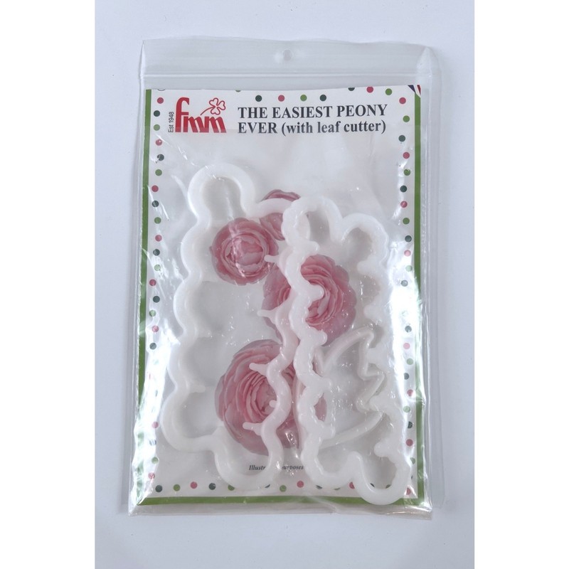 FMM Easiest Peony Ever Cutter Set w Leaf Cutter Sugarcraft Fondant Flower Tool