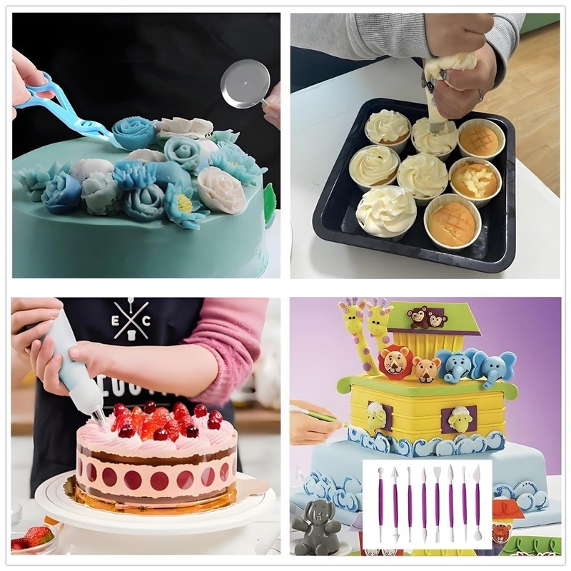 Cake Decorating Kit, 340 Pcs with Cake Turntable, Leveler, 55 Numbered Icing+... gallery