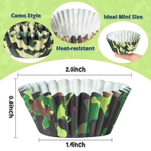Mini Cupcake Liners - 600pcsuflage Baking Cups Muffin Paper Wrappers, Camo gallery