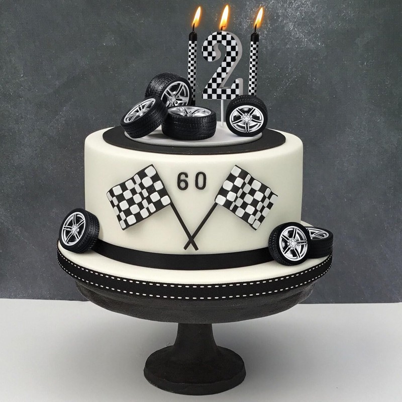 13 Pcs Racing Cars Themed Birthday Candles, Black and White Checkered Birthday gallery