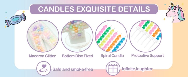 Ceya Number 6 Birthday Candles with 12 Pcs Pastel Rainbow Spiral Sparkle gallery