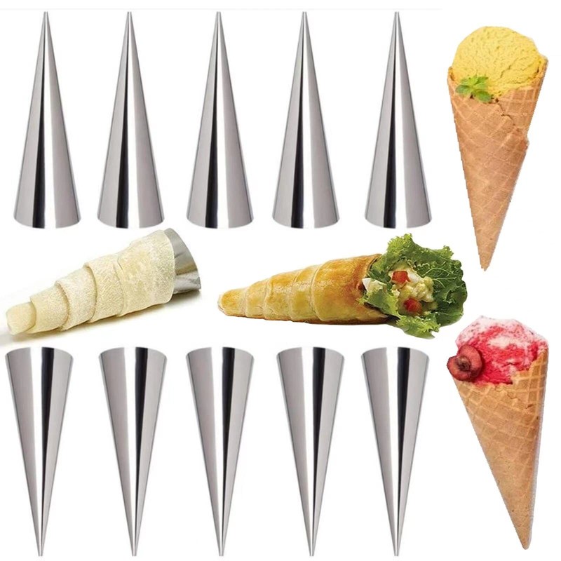 10 Pack Large Cream Horn Forms 5-inch Non-stick Cream Horns Pastry Mould Croi…