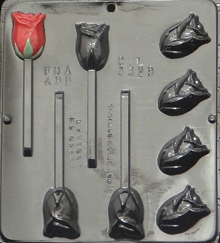 Rose Assembly Lollipop Chocolate Candy Mold 3329 NEW
