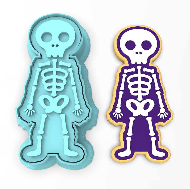 Skeleton Cookie Cutter & Stamp | Halloween Ghost Costume Skull Trick Or Treat