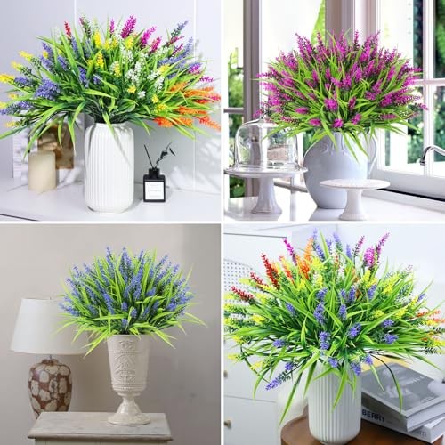 24 Bundles Artificial Flowers for Outdoors, Fake Lavender Flowers Multi Color gallery
