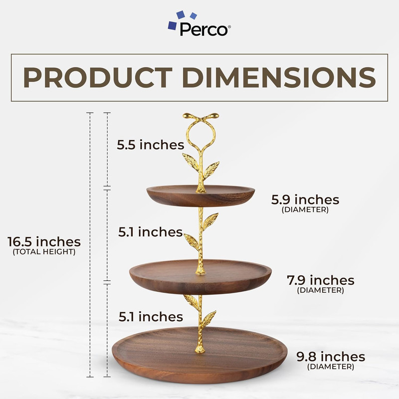 Perco 3 Tier Walnut Wood Cupcake Stand Rustic Display for 20 Cupcakes Birthdays gallery