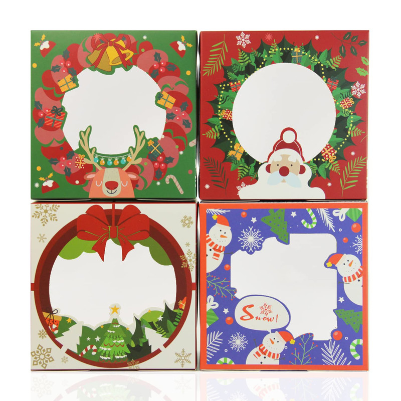 Christmas Bakery Box with Window 60Packs 6X6X3 Cookie Boxes Pastry Box for Chris gallery