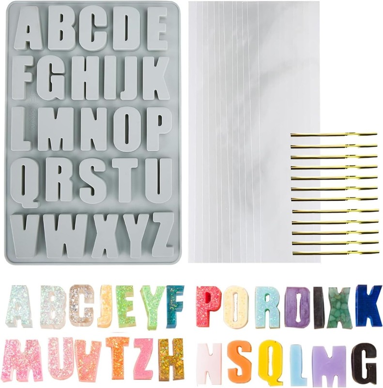 26 Large Letters Silicone Mold Alphabet Crayon Mold Chocolate Mold Biscuit Ic... gallery