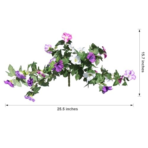 Artificial Fake Flowers Plants for Outdoor UV Resistant, 2PCS 2ps White Purple gallery
