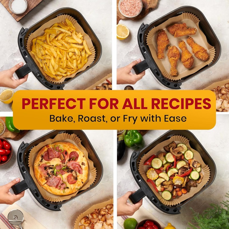 Air Fryer Paper Liners, 125Pcs Air Fryer Disposable Liners, Non-Stick and Oil Pr gallery