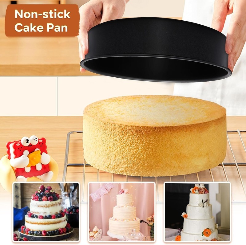 Juego De Moldes Para Pasteles Reposteria Antiadherente Redondos 4, 6, 8, 9.5''. gallery