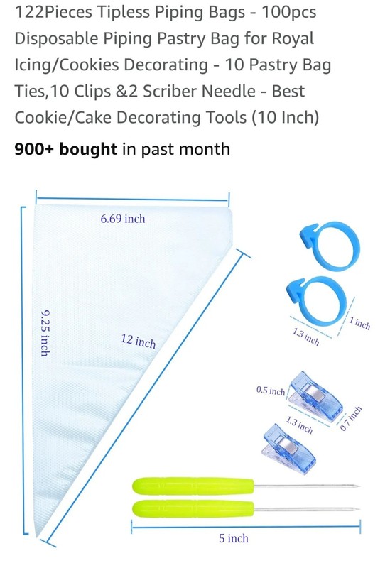 122Pieces Tipless Piping Bags - 100pcs Disposable Piping Pastry Bag B24 gallery