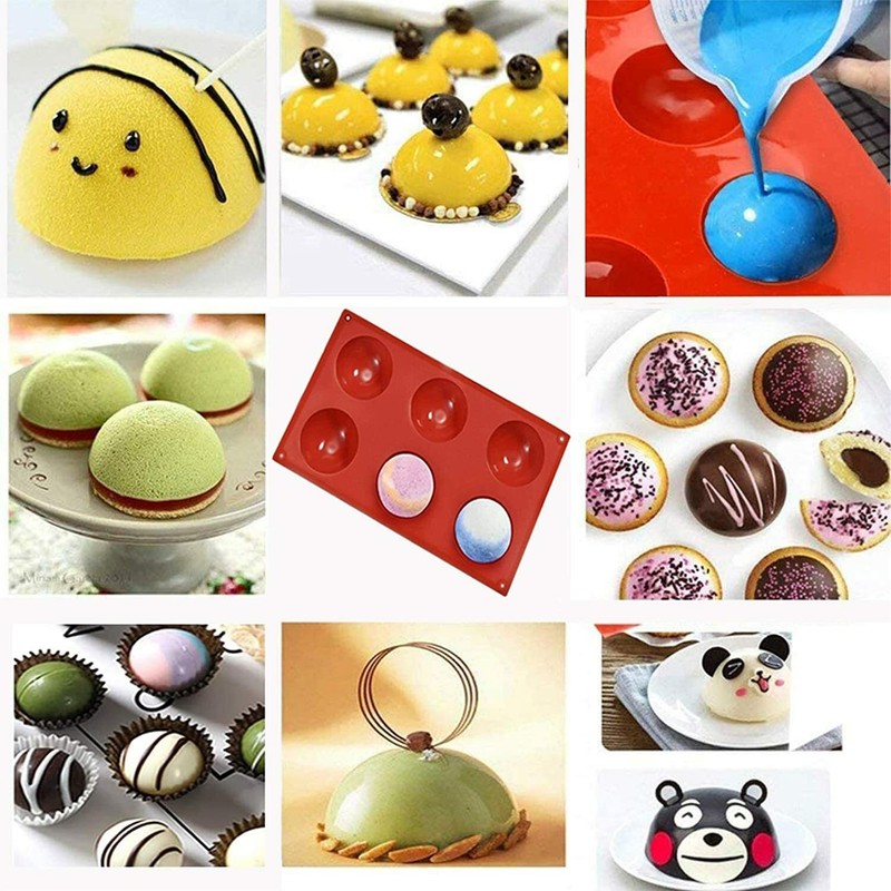 6-Cavity Silicone Cake Mold Hot Chocolate Bombs Mould 3" Half Ball Sphere Large gallery