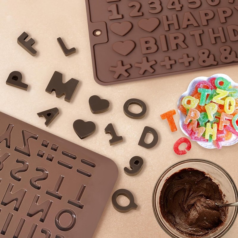 Silicone Letter Mold Number Chocolate Molds Happy Birthday Cake Decorations 2Pcs gallery