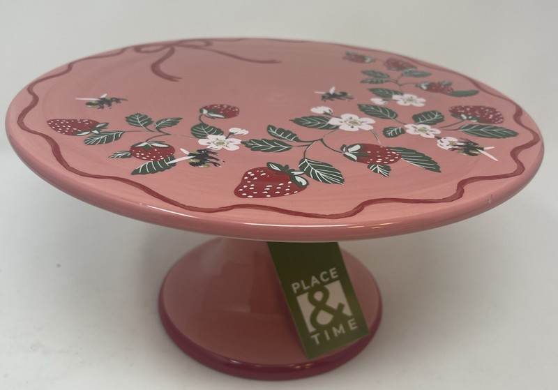 Cake Cupcake Dessert Pedestal Display Stand Pink Strawberries Bees Flowers