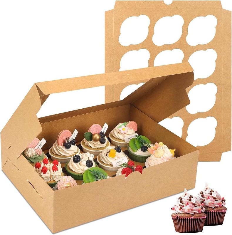 20 Sets Cupcake Boxes, 12 Count Cupcake Containers with Window, for Birthday ... gallery