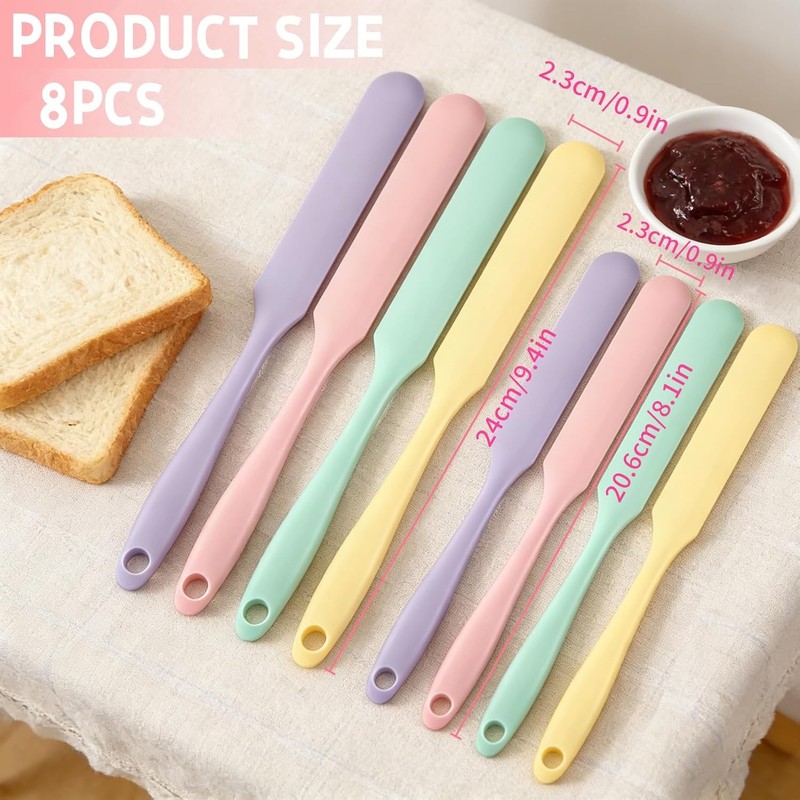8 Pa Silicone Jar Spatula Set – Long Handle Small Skinny Spatulas 9.4" & gallery